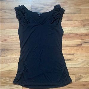 Express v neck shirt with ruffled sleeve detail